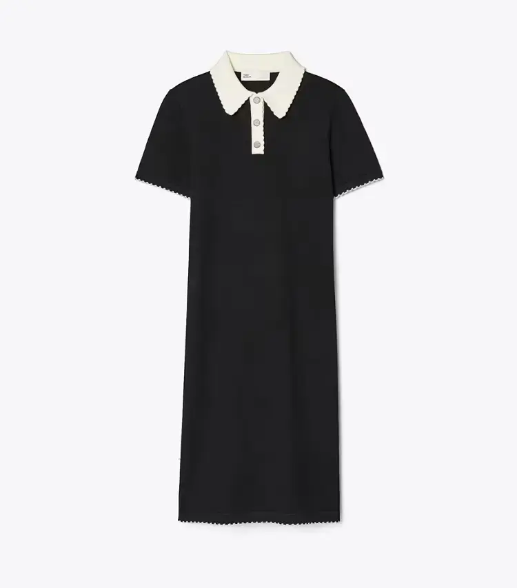 Wool Scalloped Polo Dress