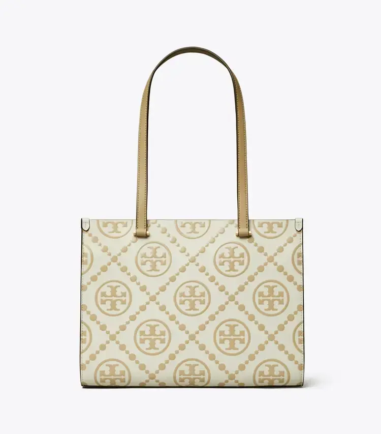 T Monogram Contrast Embossed Small Tote - Image 4